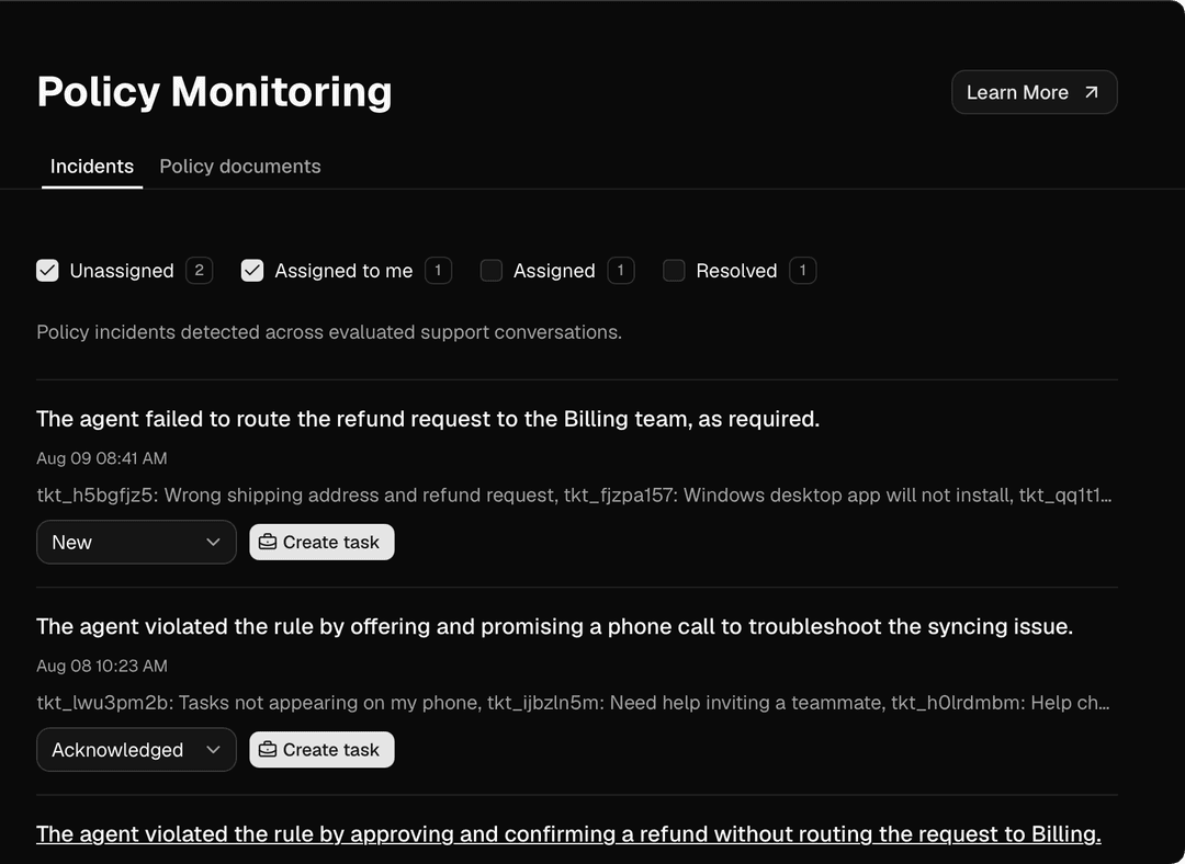 Policy monitor preview