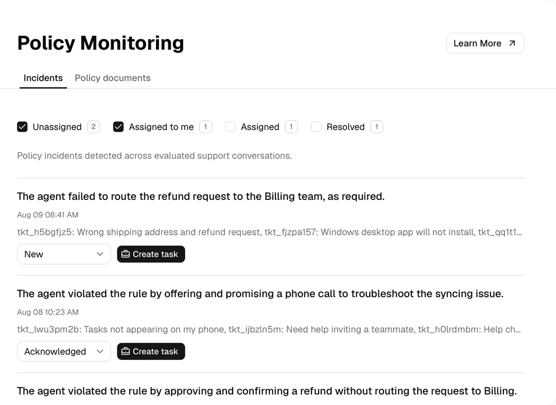 Policy monitor preview